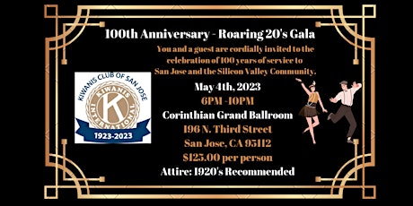 Kiwanis San Jose 100th Anniversary Roaring 1920's Gala
