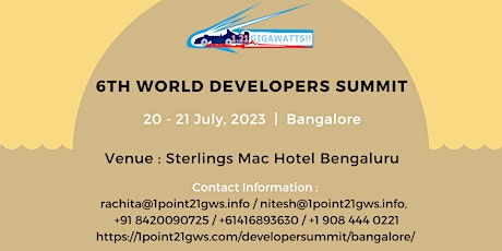 6th World Developers Summit - Bangalore on 20 - 21 July 2023