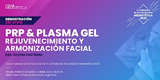 Curso de PRP y Plasma Gel: rejuvenecimiento y armonización facial