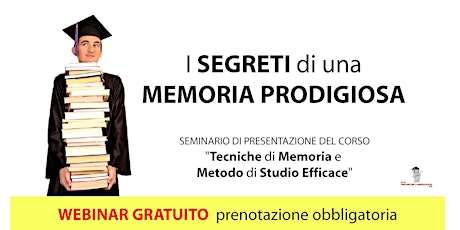 Imagen principal de WEBINAR GRATUITO:" I SEGRETI di una MEMORIA PRODIGIOSA"