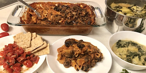 Hauptbild für 3-Course Cooking Class: Mushroom Ziti, Zuppa Toscana, & Basil Bruschetta