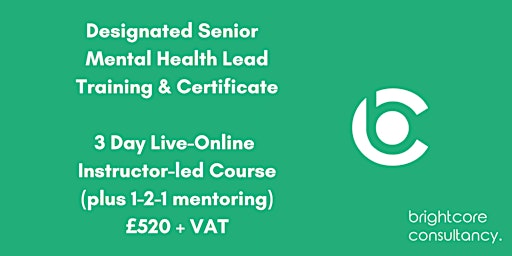 Imagem principal do evento Designated Senior Mental Health Lead Training & Certificate 3 Day Course