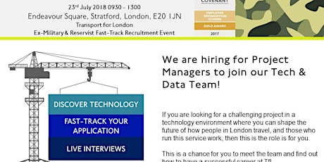 Technology Insight Day / Fast Track Recruitment Event - Ex-Military, Veterans, Aspiring Project Managers  primary image