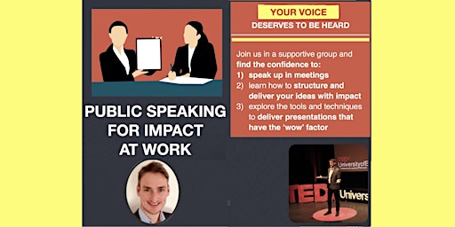 Primaire afbeelding van Public speaking for impact at work [ONLINE EVENT]