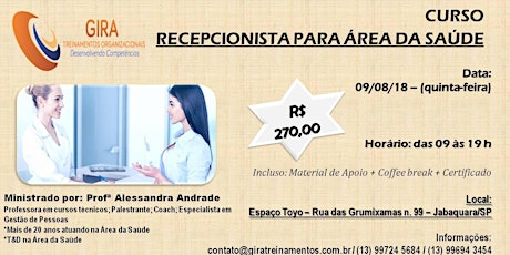 Imagem principal do evento Curso de Recepcionista para Área da Saúde