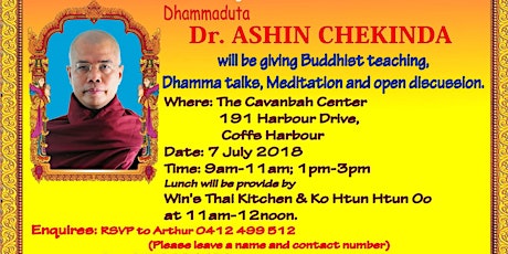 Dhamma talks by Dr Ashin Chekinda primary image