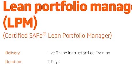 Certified SAFe® Lean Portfolio Manager (LPM) Online Live 2 Days Training