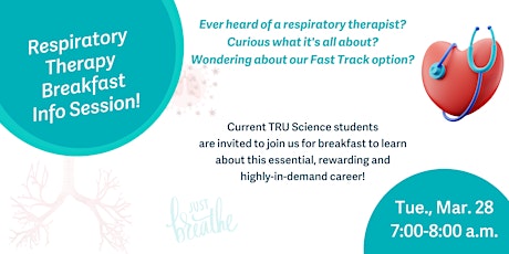 Respiratory Therapy Breakfast Info Session for Current TRU Science Students