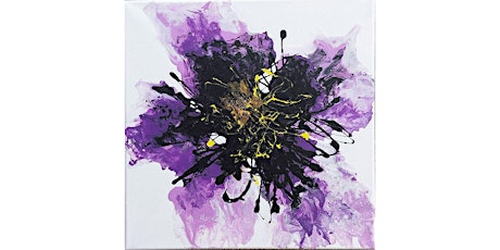 Purple Flower Acrylic Pour Painting Class for Adults & Teens