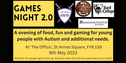 GamesNight2.0 - A night of food, fun and games for Neurodiverse People. 13+