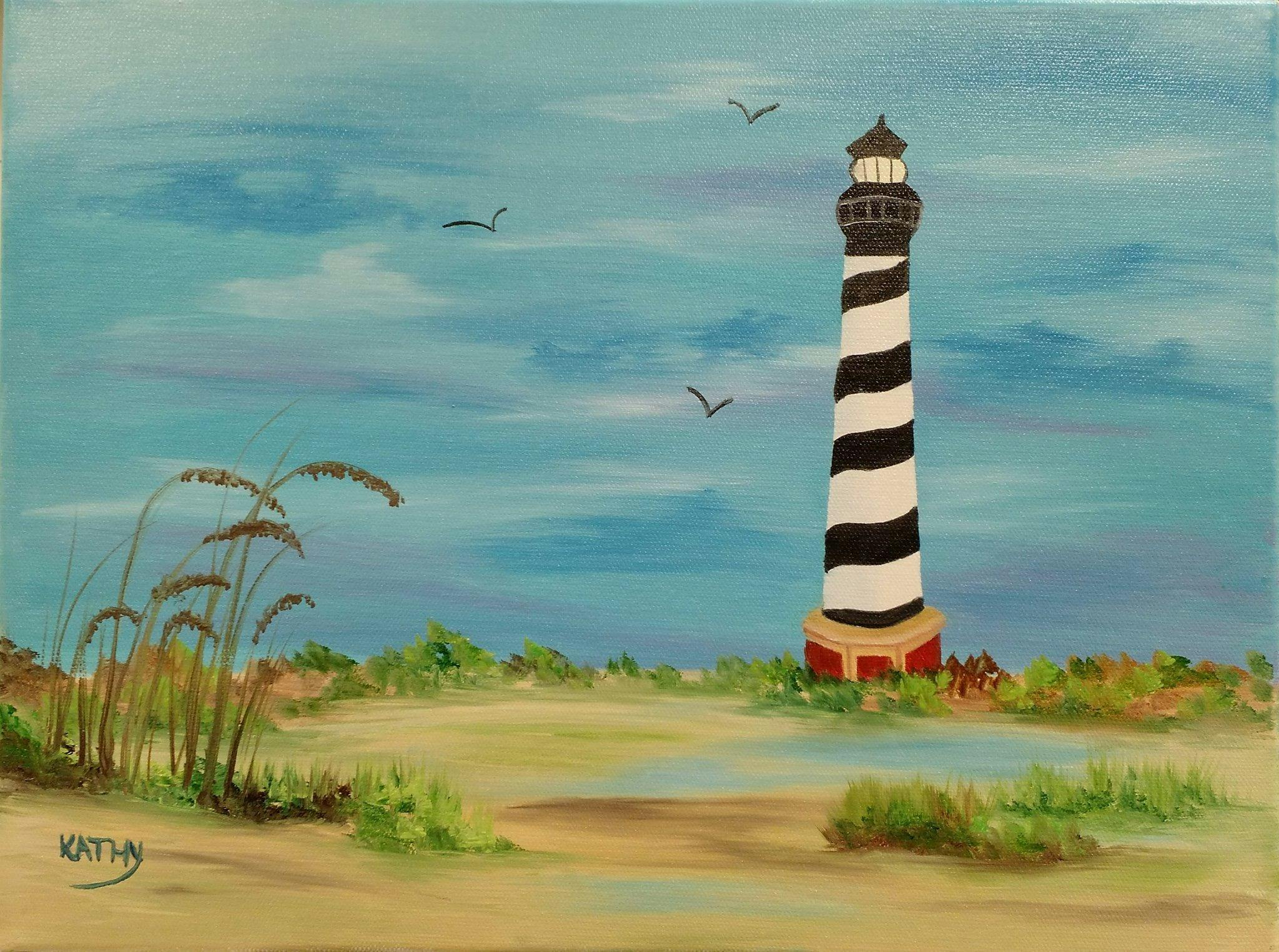 Bob Ross Oil Painting Class-Cape Hatteras Lighthouse