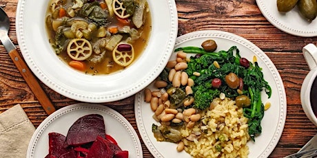 Family style vegan Italian feast