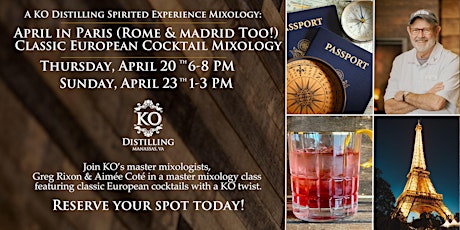 A KO Distilling Spirited Experience: Classic European Cocktail Mixology