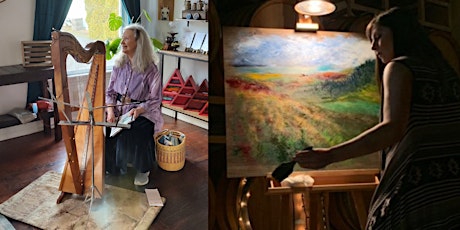 Live Music and Live Art: Live Painting Accompanied By Live Harp Music