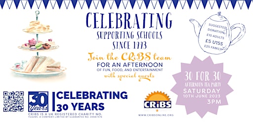 30 for 30 Tea Party - Celebrating 30 years of CRiBS primary image
