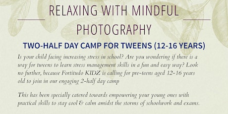 Relaxing With Mindful Photography (2 half-day camp for Tweens 12-16years) primary image
