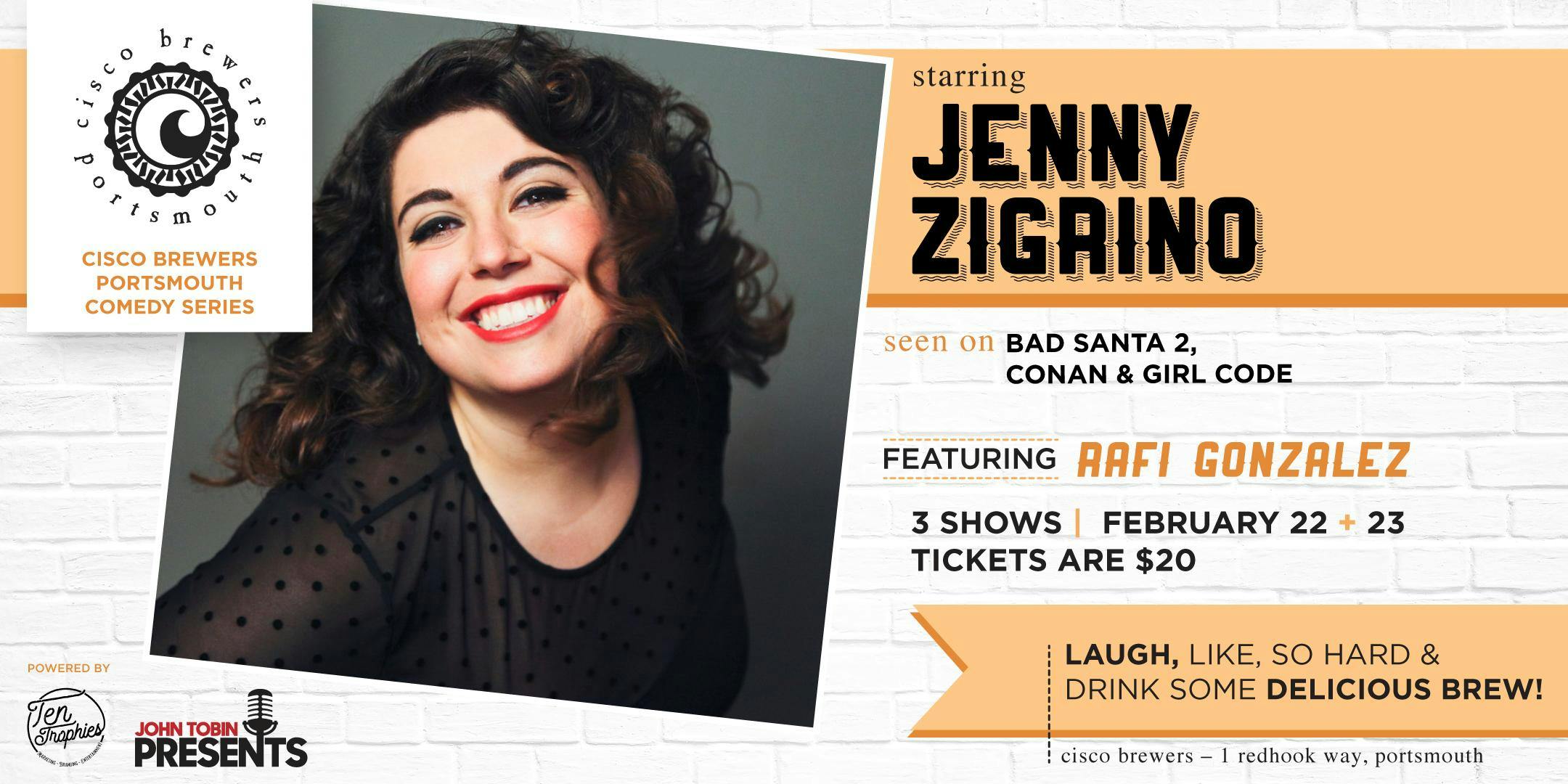 Cisco Brewers Portsmouth Comedy Series Starring Jenny Zigrino