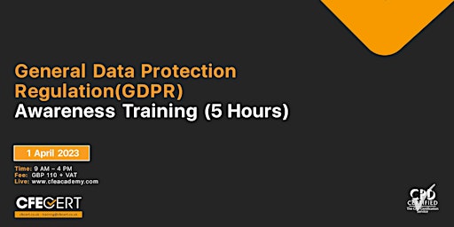 General Data Protection Regulation (GDPR) Awareness (5 Hours) - ₤110