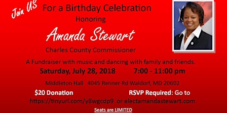 Birthday Fundraiser for Commissioner Amanda Stewart primary image