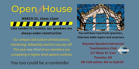 Keynote Speakers Advanced Toastmasters "OPEN HOUSE" **IN-PERSON ATTENDANCE primary image