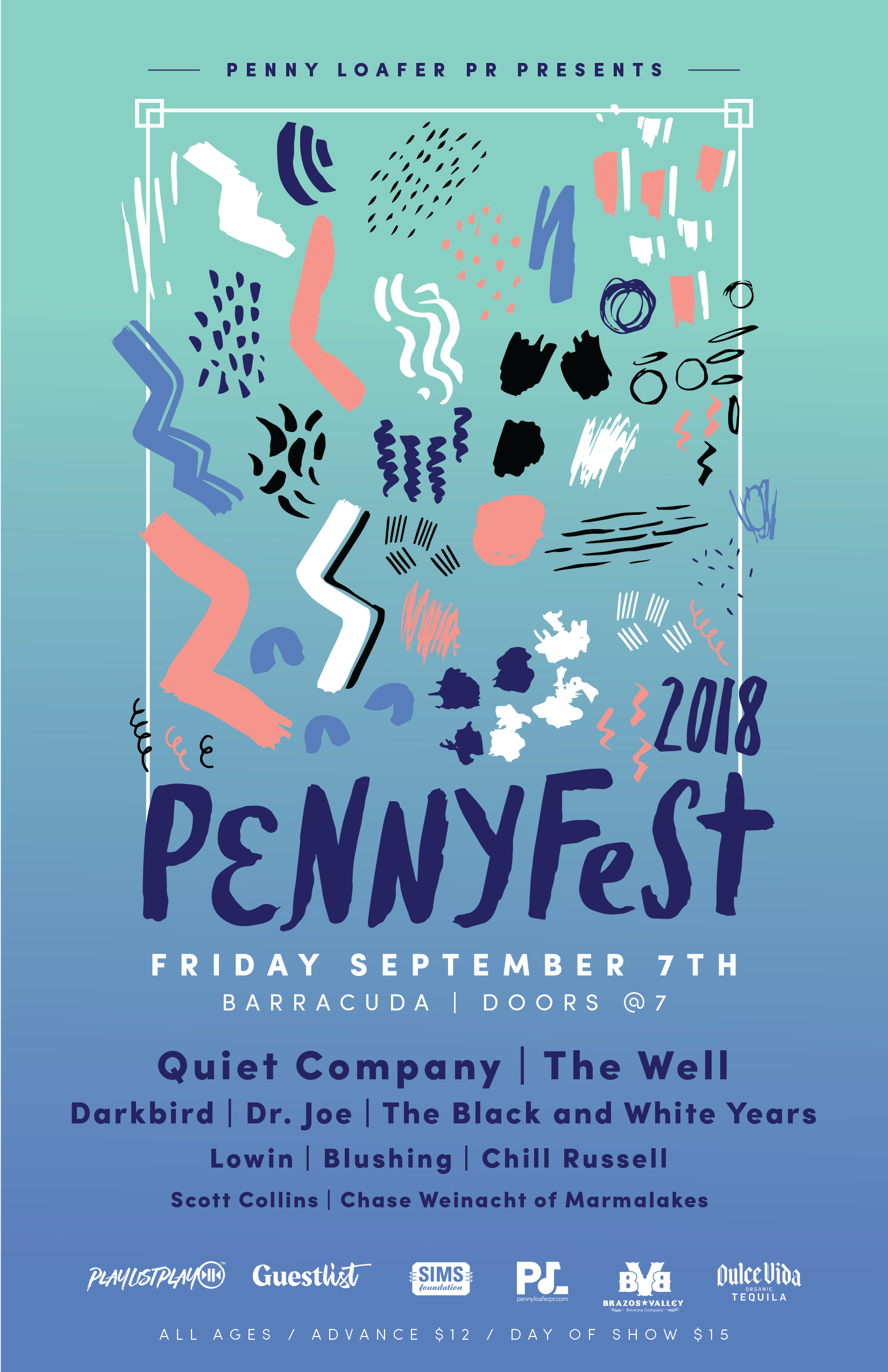 Pennyfest: Quiet Company, Darkbird, The Well, Lowin, The Black and White Years, Star Parks, Blushing, Dr Joe, Scott Collins, and Chill Russell