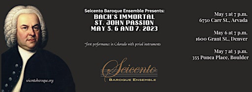 Collection image for Seicento Baroque Ensemble: St. John Passion