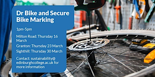 Spring Into Cycling - Dr Bike and Secure Bike Marking (Sighthill Campus)