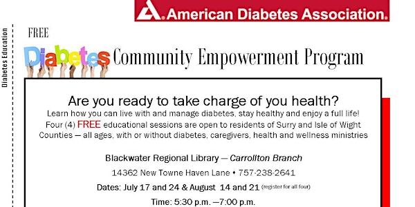 FREE Diabetes Community Empowerment Program - Surry and Isle of Wight Count...