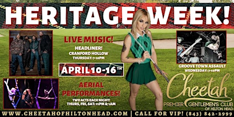 RBC Heritage Week @ Cheetah of HHI! w/ Local Live Music  &  Aerial Shows!!