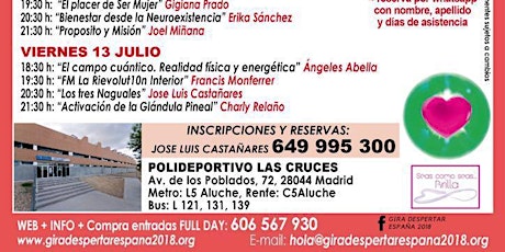 Imagen principal de GIRA DESPERTAR MADRID 13 DE JULIO 2018 - POLIDEPORTIVO LAS CRUCES - CONFERENCIAS PREVIAS -