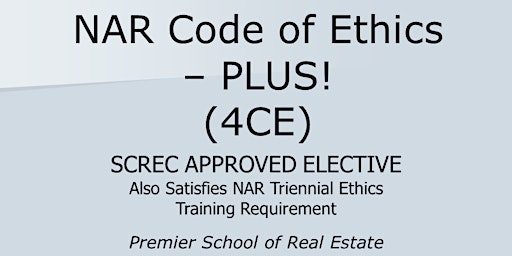 NAR COE - PLUS! Webinar (4 CE ELECT) Sat. May 18, 2024 (9-1) THOMAS primary image