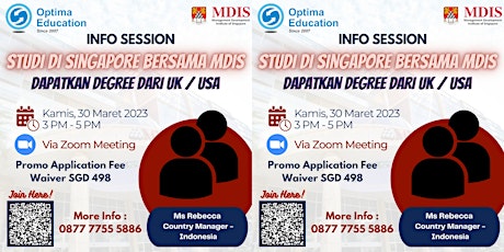 Info Sesi Studi di Singapore bersama MDIS