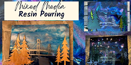 Immagine principale di Garden City - Mixed Media Resin Pouring Mackinaw Bridge or Light House 