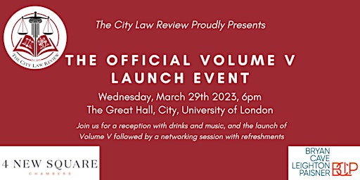 City Law Review Volume V - Launch & Networking Event