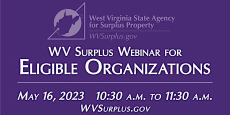 WV Surplus Eligible Organizations Webinar primary image