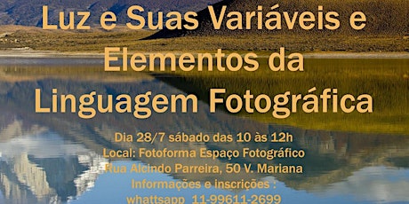 Imagem principal do evento Curso Luz e suas variáveis e Elementos da Linguagem Fotográfica
