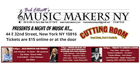 Bob Elliott's Music Makers NY Presents a Night of Music at The Cutting Room