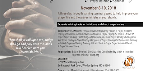 WNOP Prayer Training Seminar (Prayer Changed My Life) primary image