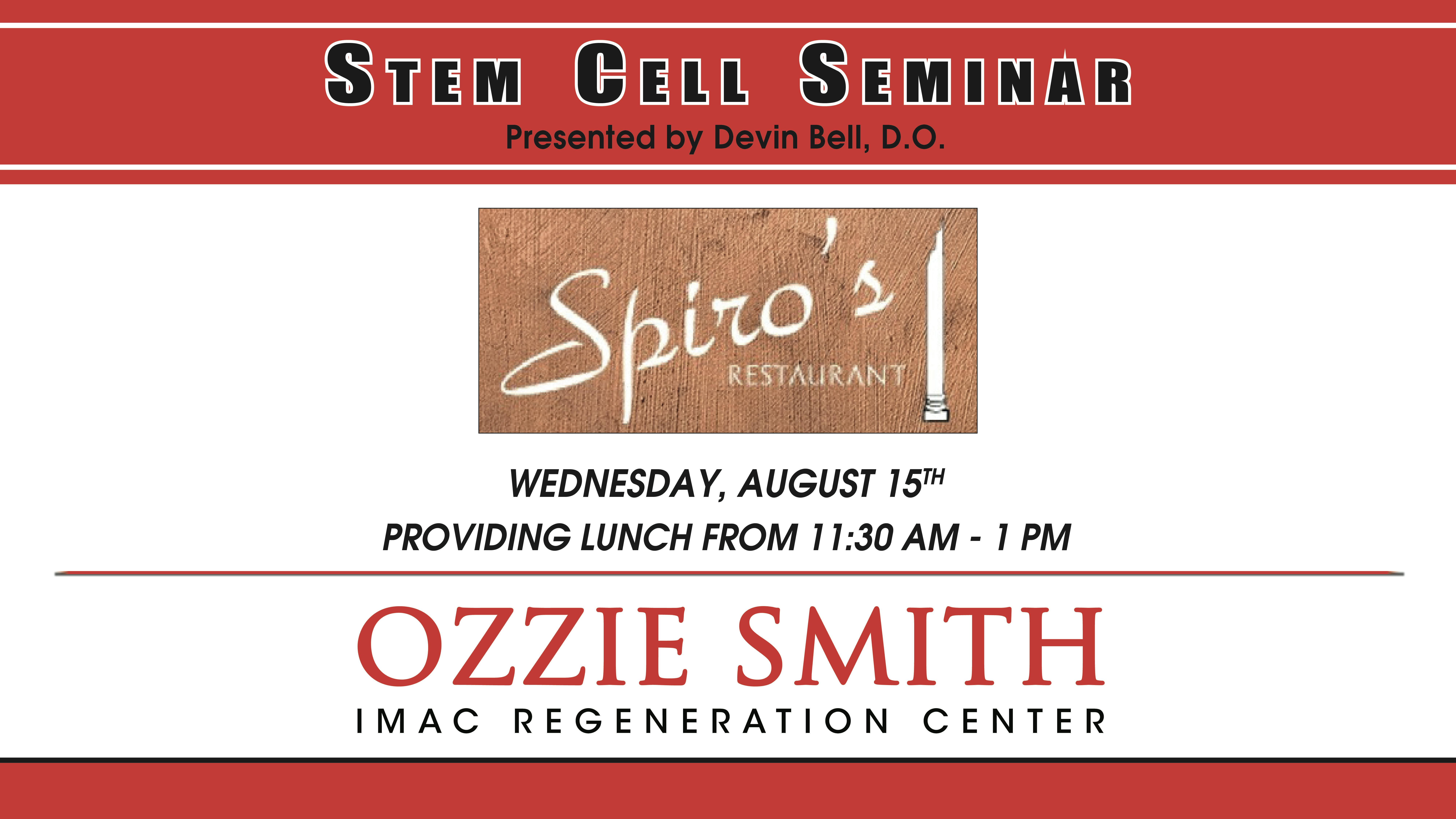 Ozzie Smith IMAC Regeneration Center Stem Cell Seminar