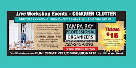 CONQUER CLUTTER! TAMPA BAY ORGANIZE YOUR HOME AND LIFE WORKSHOP - HUDSON primary image