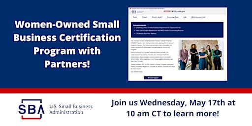Women-Owned Small Business Certification Process- Weds. 5/17/23 at 10 am CT