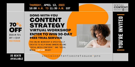 Social Content Secret Sauce Done-With-You Content Strategy Virtual Workshop