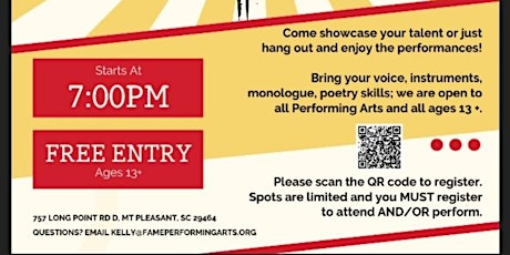 FAME Performing Arts Presents OPEN MIC NIGHT