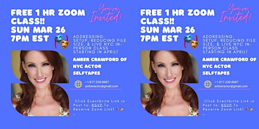 FREE CLASS WITH AMBER CRAWFORD OF NYC ACTOR SELFTAPES