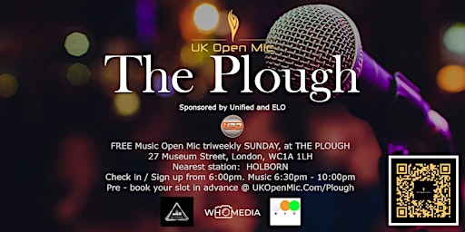 UK Open Mic @ The Plough / BLOOMSBURY / COVENT GARDEN / FITZROVIA / SOHO primary image