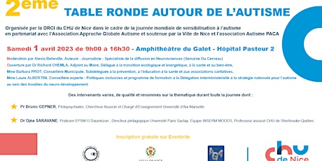 Image principale de Table ronde autour de l'autisme  au CHU de Nice - Edition 2023