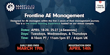 SaaSy Sales Management - Frontline AE Manager Live Virtual April 2023