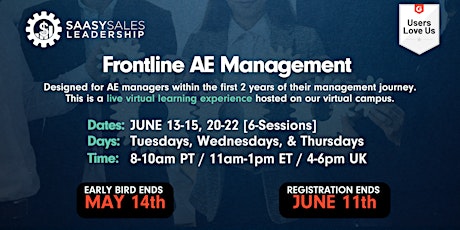 SaaSy Sales Management - Frontline AE Manager Live Virtual June 2023