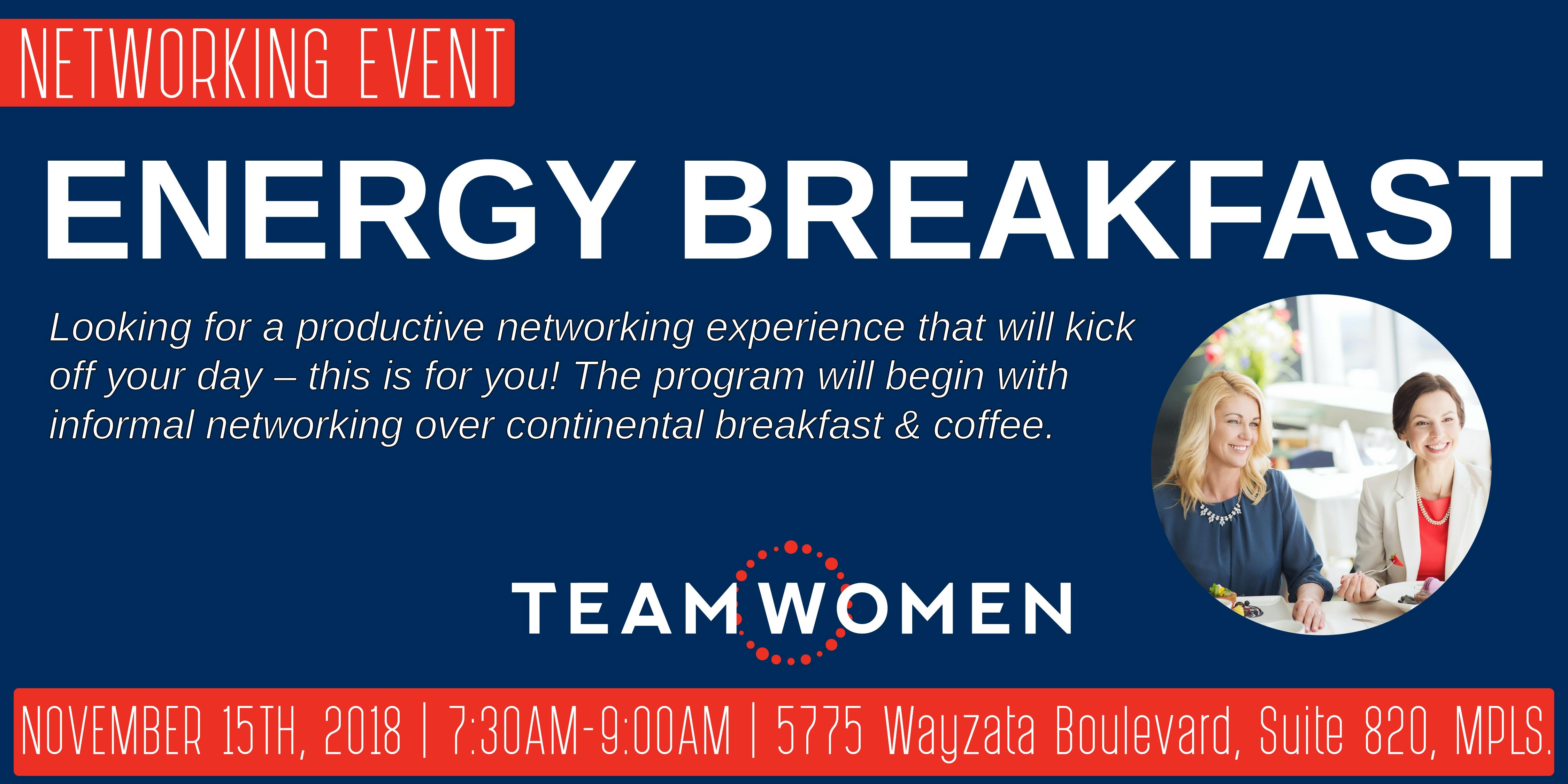 Energy Breakfast Networking with TeamWomen - November