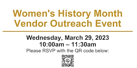 Image principale de Women's History Month Vendor Outreach Event